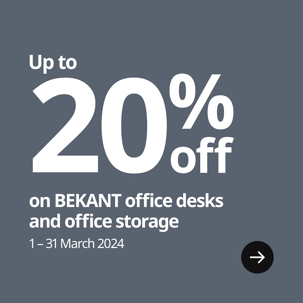 Get up to 20% off on BEKANT office desks and office storage
